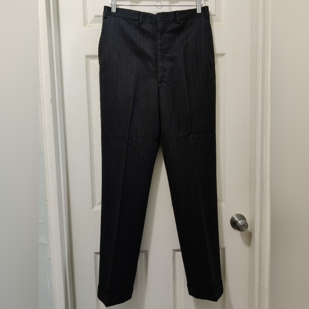 J. Press Men's Size 31 Grey Pinstripe + Herringbone Dress Pants